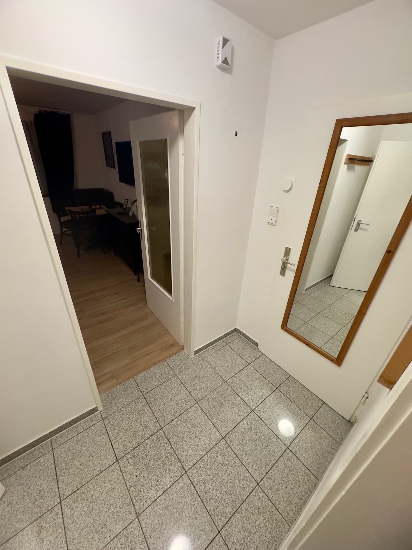 Apartment-Flur mit Spiegel und Garderobe